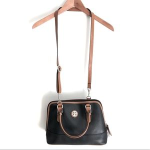 GIANI BERNINI • Saffiano Bag • Black & Tan • Crossbody Removable Strap • Vegan